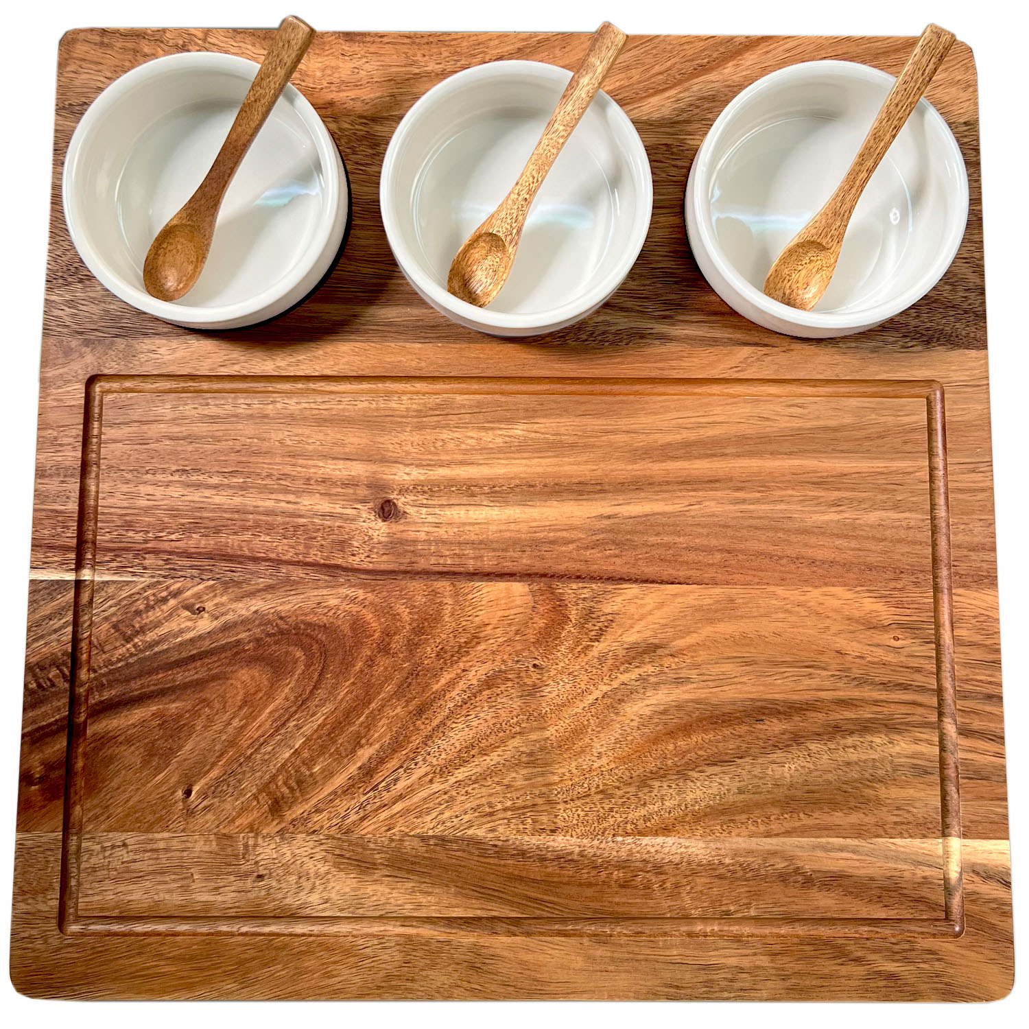 Acacia Charcuterie Board with Serving Bowls 